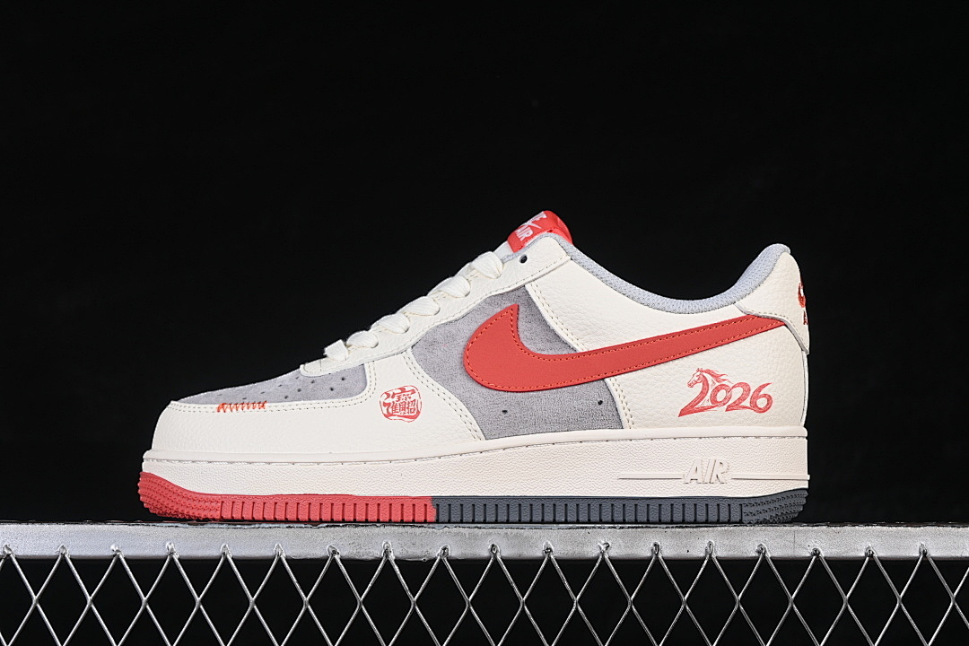 Nike [QW5288-120]-[AIR FORCE 1 07 LOW CASUAL SNEAKERS WHITE/GREY/RED]-[WOMAN:36-39]-[MAN:40-45] - Image 2