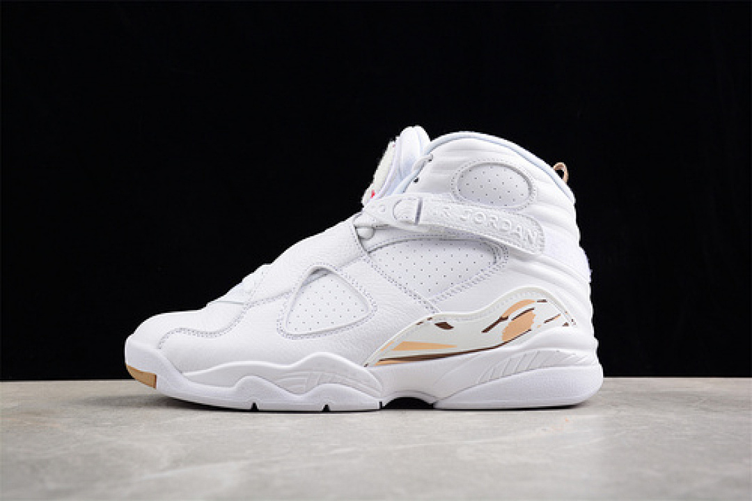 Jordan OVO X AIR Jordan 8 RETRO WHITE/METALLIC GOLD-VARSITY RED-BLUR · AA1239-135, photo 1