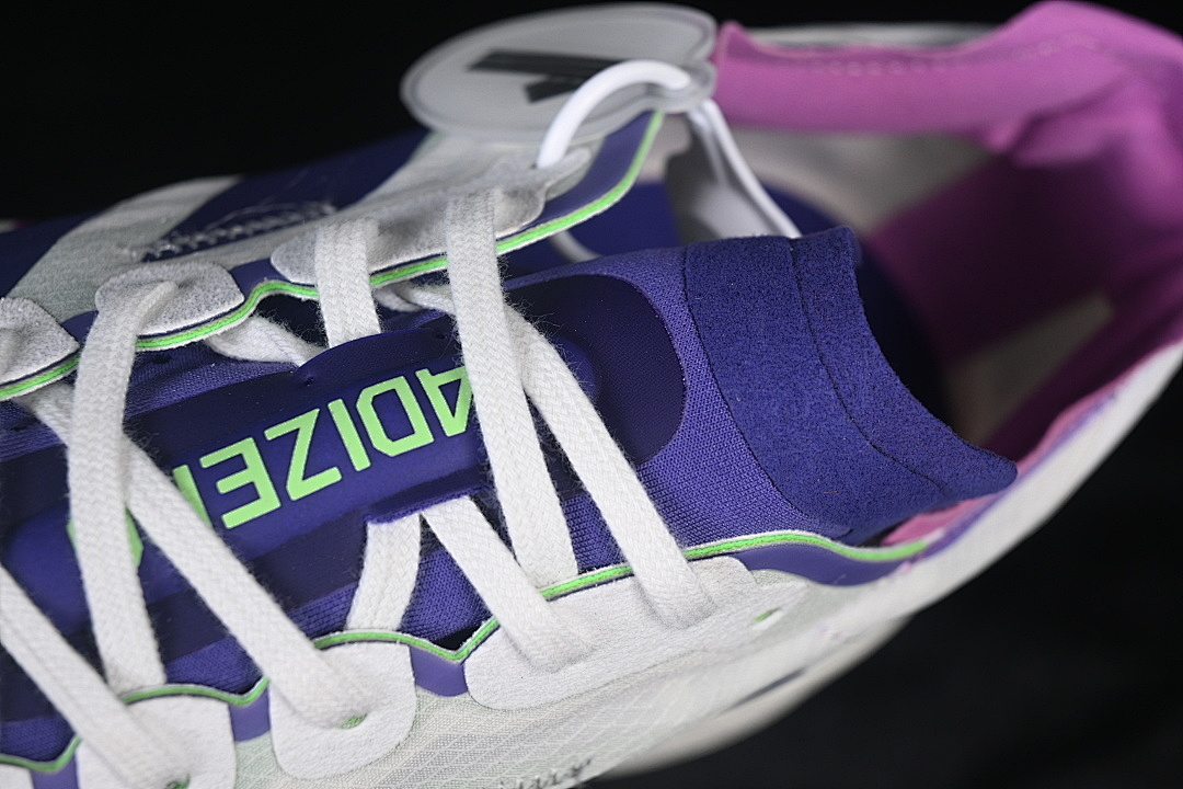 Adidas [JR1656]-[ADIZERO ADIOS PRO 4 CORE WHITE/COLLEGIATE PURPLE/LIME BURST]-[WOMAN:39]-[MAN:40-46] - Image 9
