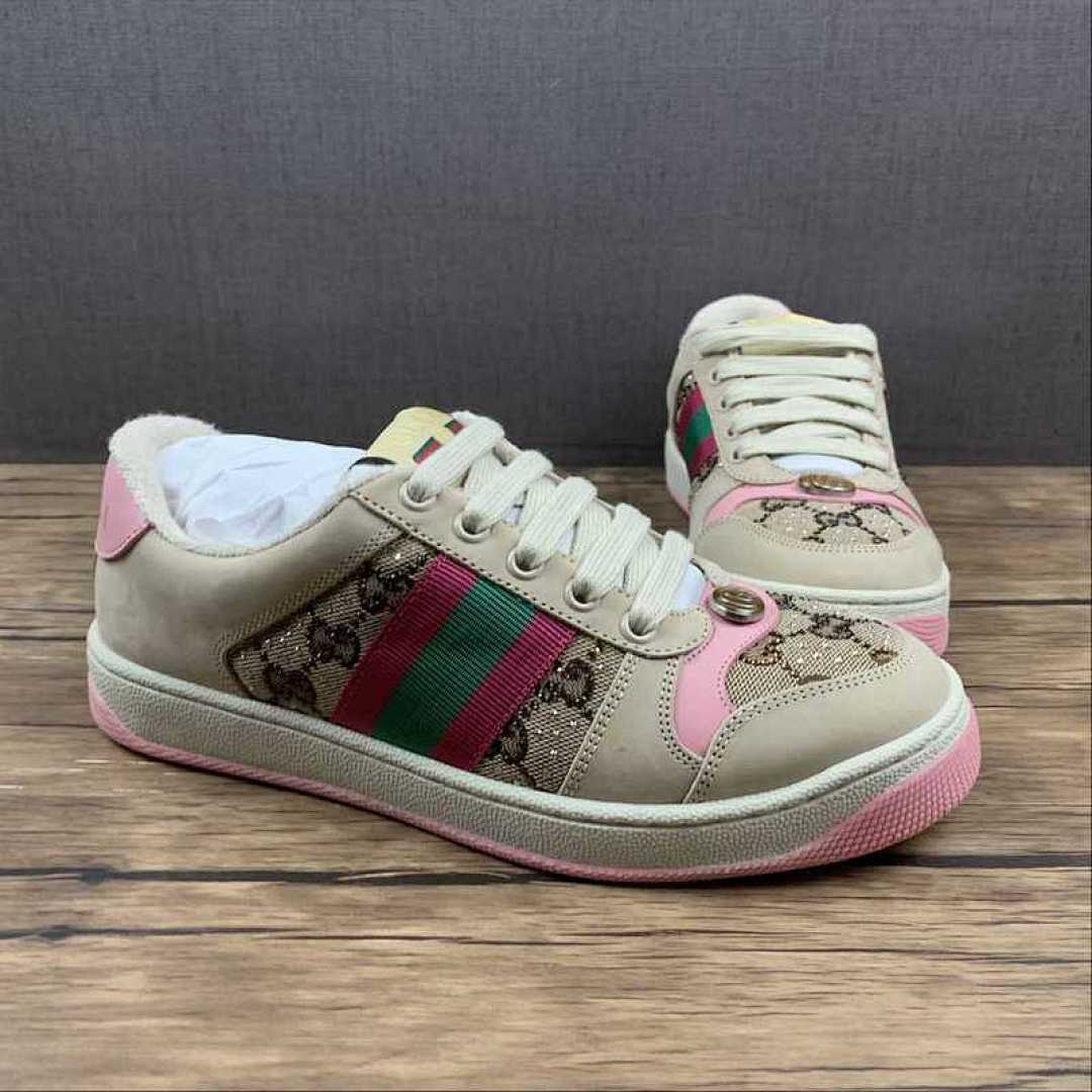 Gucci [570443-9Y920-9666]-[GU*CCI SCREENER SHOES KHAKI/PINK/GREEN]-[WOMAN:35-40] - Image 12