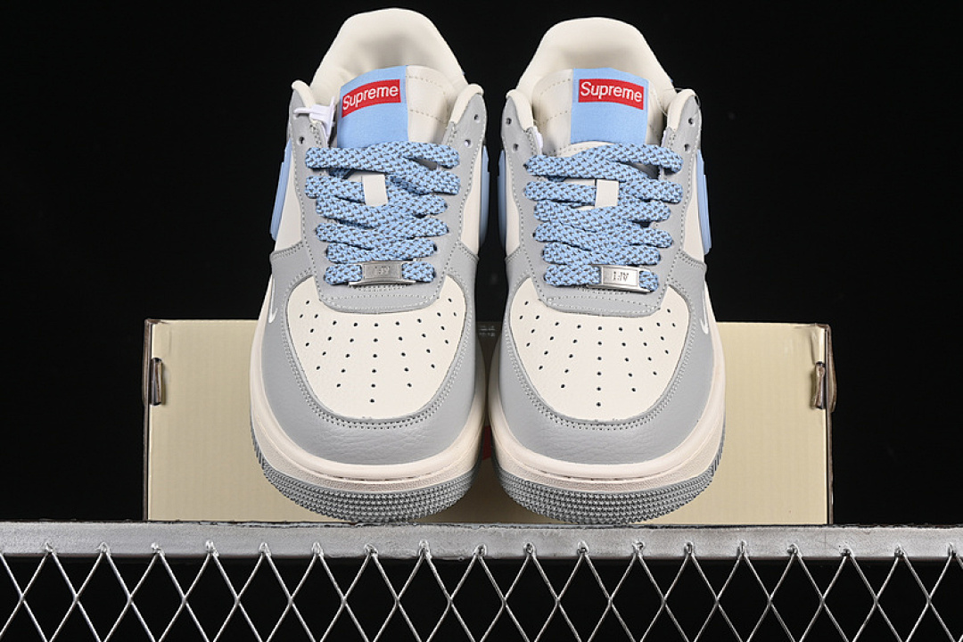 Nike [XS3464-577]-[AIR FORCE 1 07 LOW SUPREME WHITE/BLUE/GREY]-[WOMAN:36-39]-[MAN:40-45] - Image 13