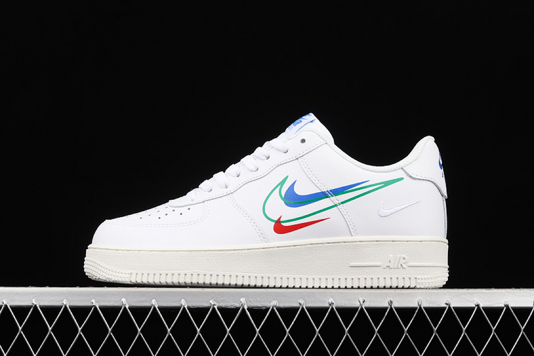 Nike [DM9096-101]-[AIR FORCE 1 LOW MULTI SWOOSH WHITE/WHITE/MULTI-COLOR]-[WOMAN:36-39]-[MAN:40-45], photo 1