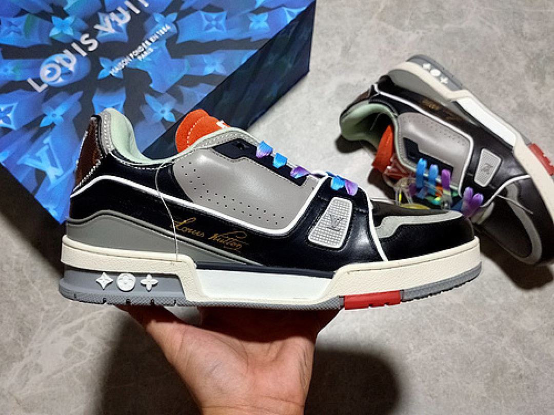 Louis Vuitton [L*V 2021 TRAINER SNEAKERS GREY/BLACK/MULTI-COLOR]-[MAN:38-45] - Image 2
