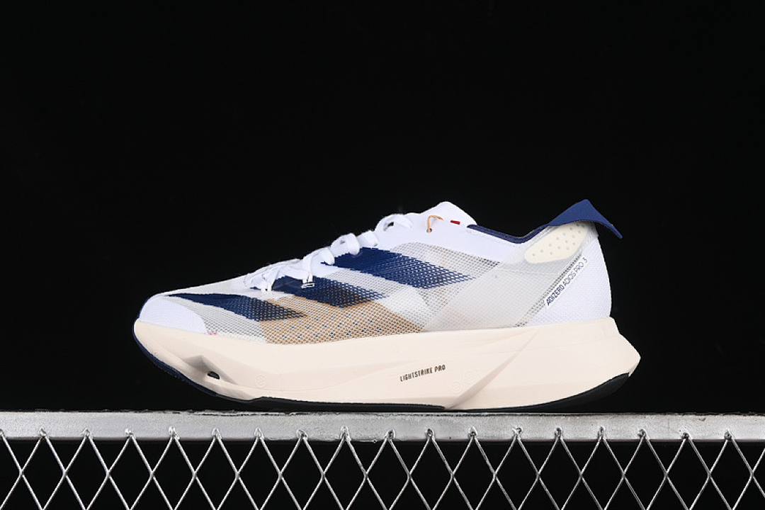 Adidas [IG6438]-[ADIZERO ADIOS PRO 3 CLOUD WHITE/DARK BLUE/GOLD METALLIC]-[WOMAN:36-39]-[MAN:40-45] - Image 2