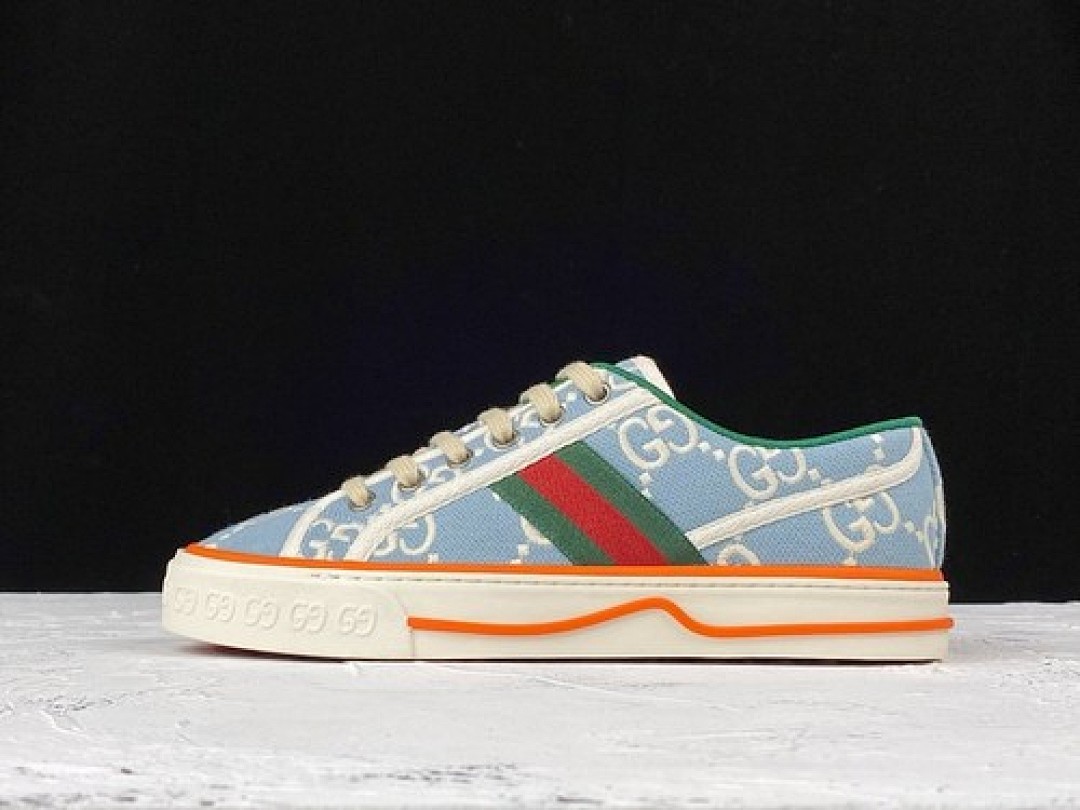 Gucci Gucci [ ACE EMBROIDERED LOW-TOP SNEAKER BLUE/ORANGE/WHITE]-[WOMAN:35-39]-[MAN:40-44], photo 1