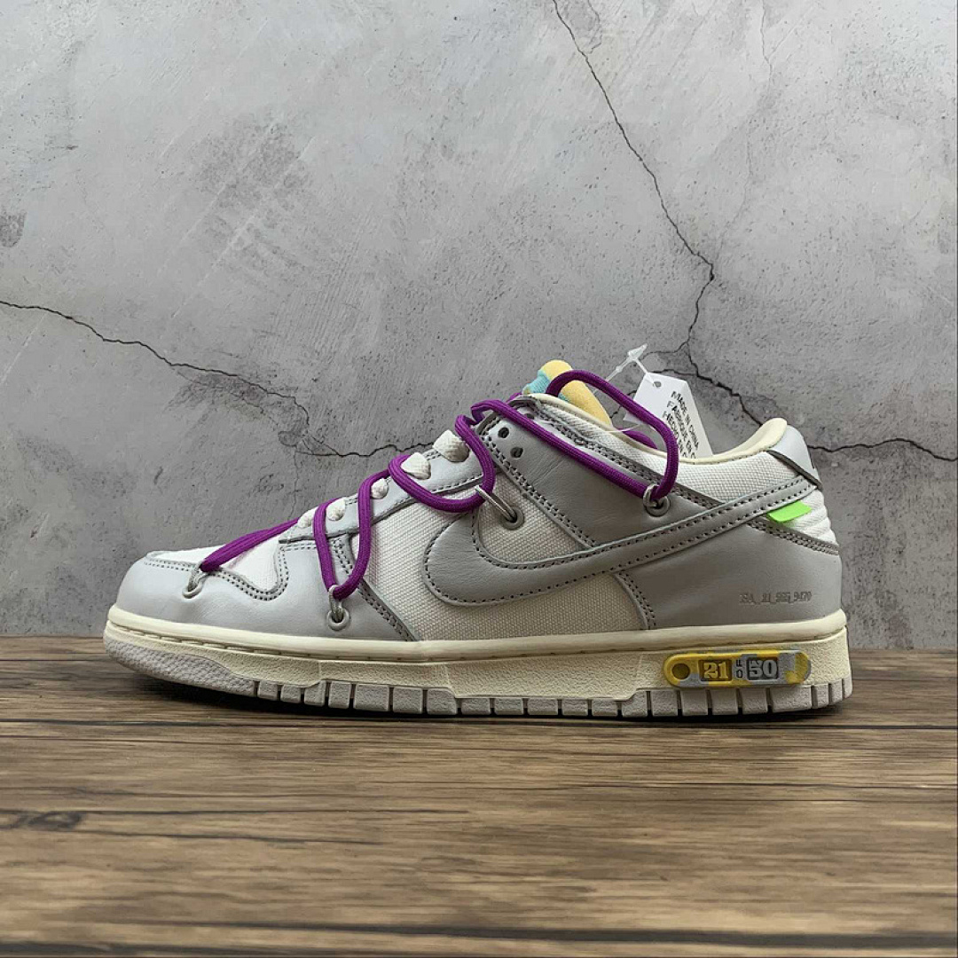 Off-White [DM1602-100]-[OW X SB DUNK LOW FL BEIGE/LIGHT GREY-WHITE]-[WOMAN:36-39]-[MAN:40-47], photo 1