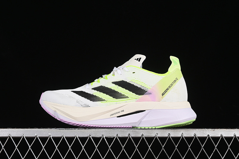 ADIZERO BOSTON 12 M CLOUD WHITE/CORE BLACK/GREEN SPARK · IG3321, photo 1