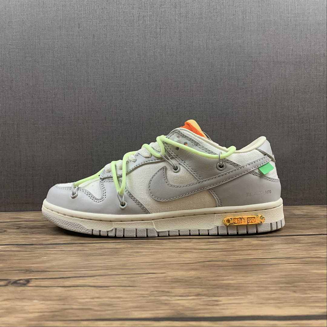 Off-White [DM1602-128]-[OW X SB DUNK LOW LOT 43 OF 50 SAIL/NEUTRAL GREY/BARELY VOLT]-[UNISEX:36-47.5], photo 1