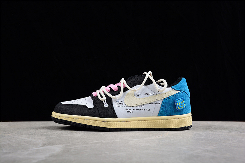 Jordan AIR Jordan 1 LOW GS WHITE/BLUE/BLACK-PINK · 553558-062, photo 1