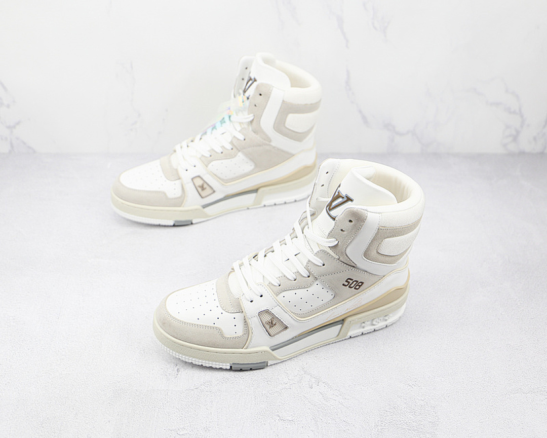 Louis Vuitton [L*V 2021 HIGH TRAINER WHITE/WHITE/LIGHT GREY]-[MAN:39-45] - Image 5