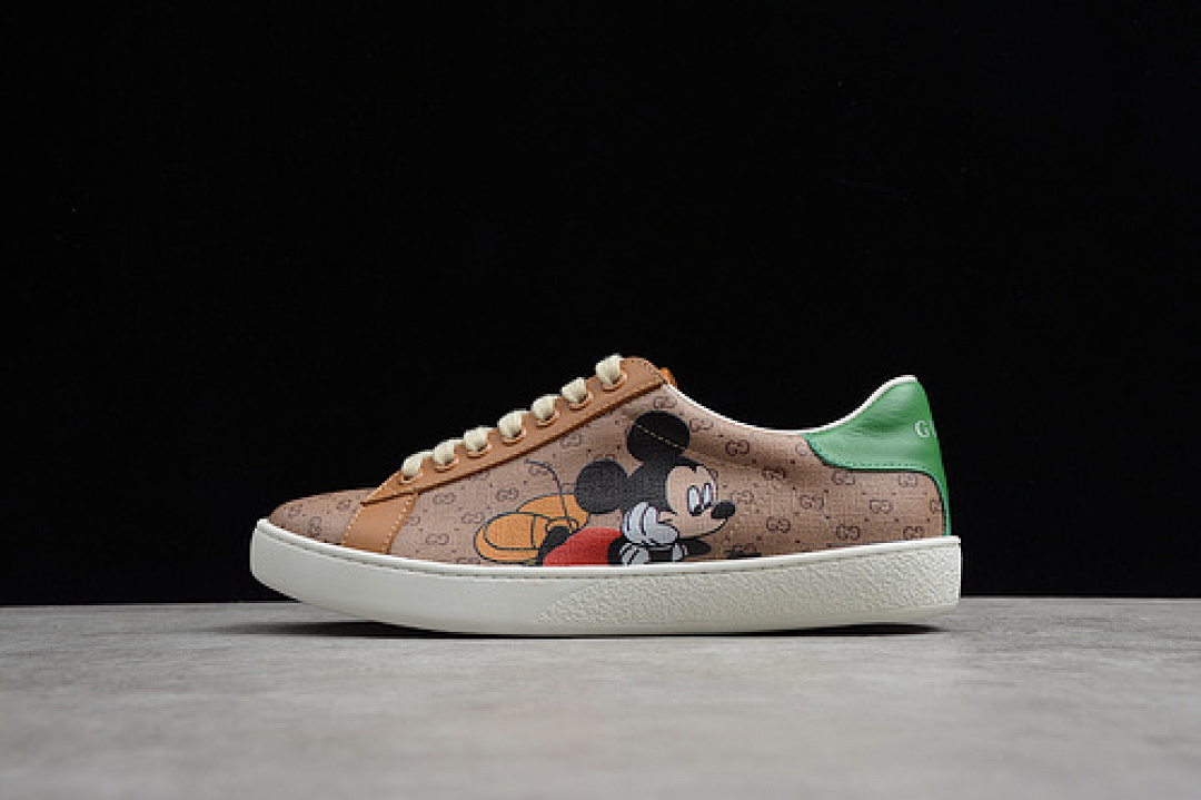 Gucci Gucci [DISNEY X DISTRESSED LEATHER SNEAKER BROWN/WHITE/GREEN]-[UNISEX:35-44], photo 1