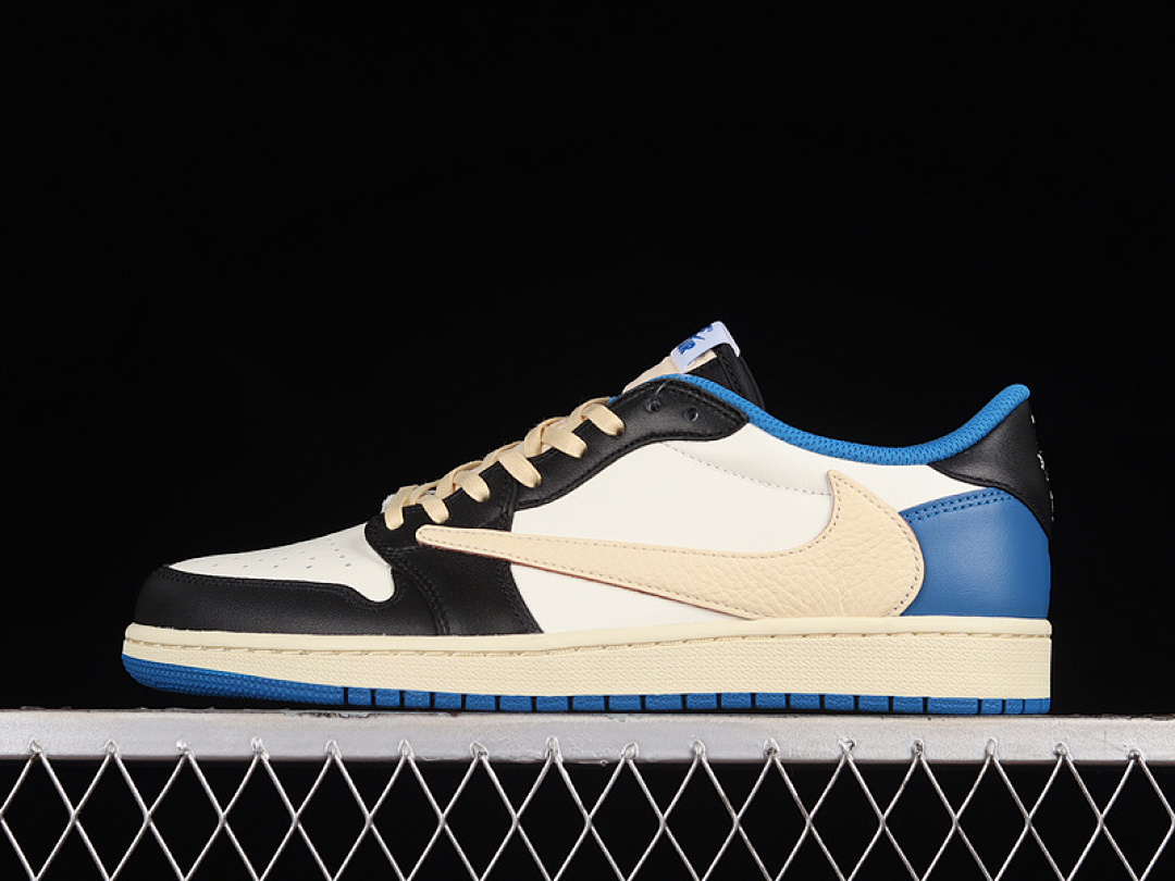 Jordan [DM7866-140]-[LW FRAGMENT DESIGN X TRAVIS SCOTT AIR JORDAN 1 RETRO LOW BEIGE/BLACK/BLUE], photo 1