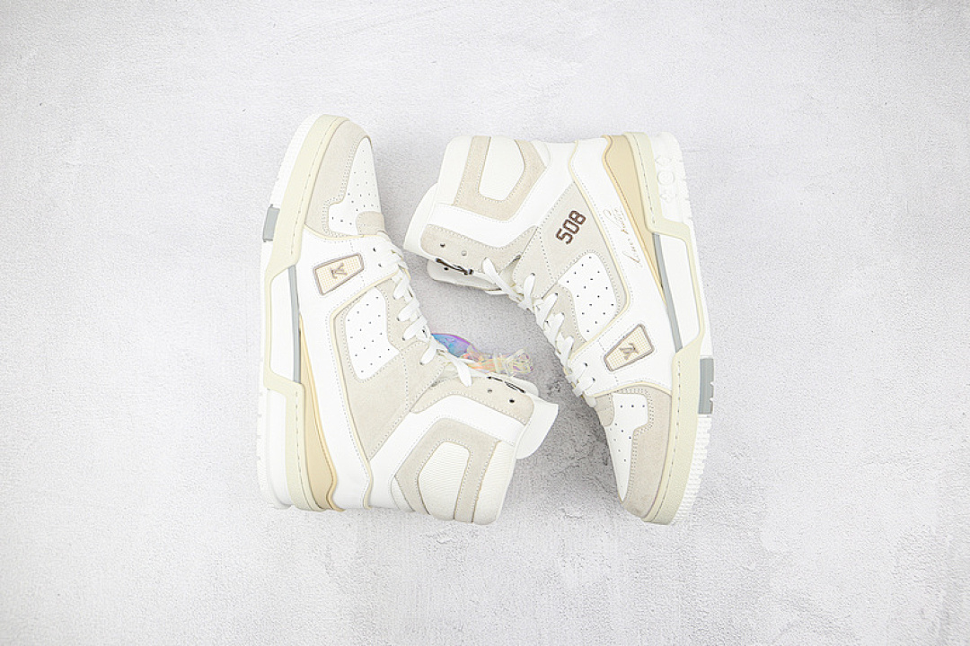 Louis Vuitton [L*V 2021 HIGH TRAINER WHITE/WHITE/LIGHT GREY]-[MAN:39-45] - Image 3