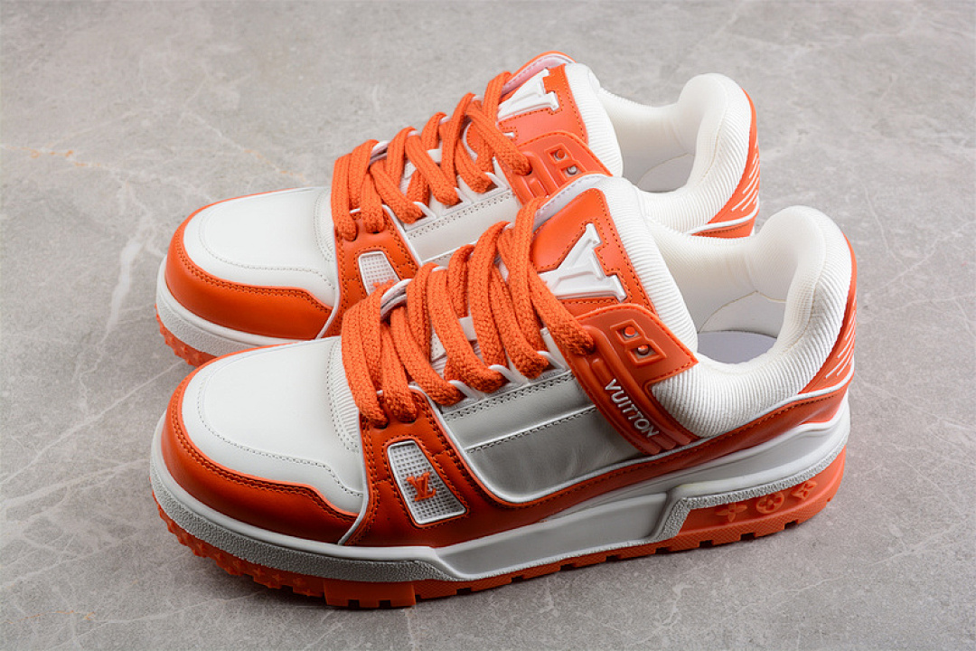 Louis Vuitton [L*V TRAINER SNEAKERS WHITE/WHITE/ORANGE]-[WOMAN:35-40]-[MAN:39-45] - Image 11