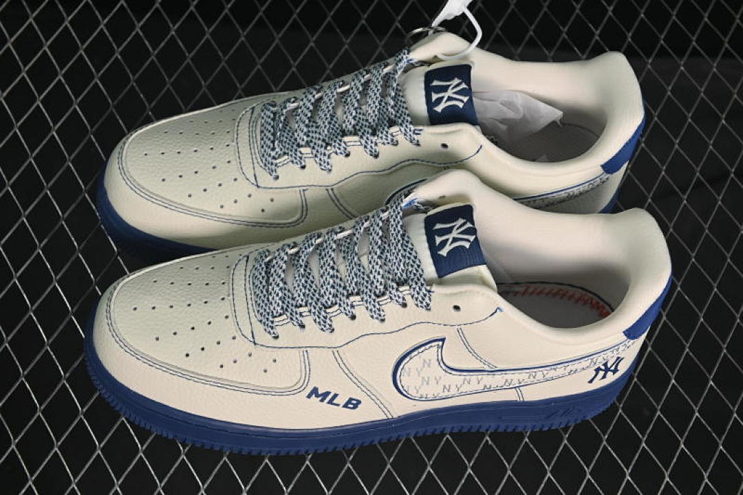 Nike [KJ1688-010]-[AIR FORCE 1 07 LOW MLB BEIGE/BLUE]-[WOMAN:36-39]-[MAN:40-45] - Image 11