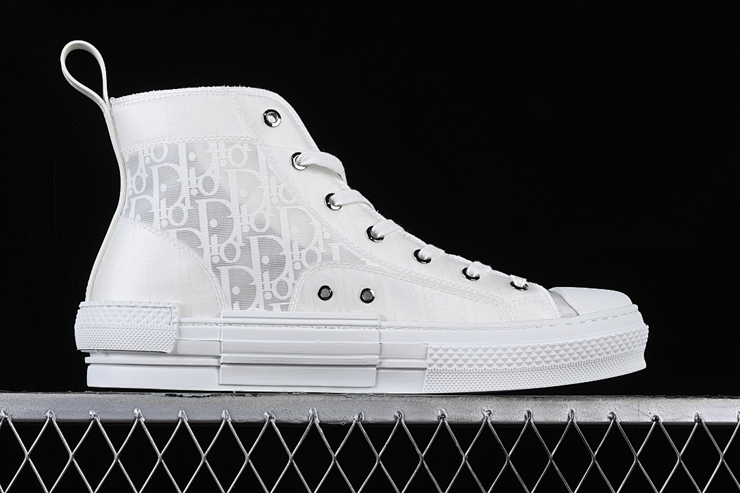 Dior [B23 OBLIQUE TOP SNEAKERS MID CASUAL SHOES WHITE/LIGHT GRAY]-[WOMAN:39]-[MAN:40-46] - Image 17