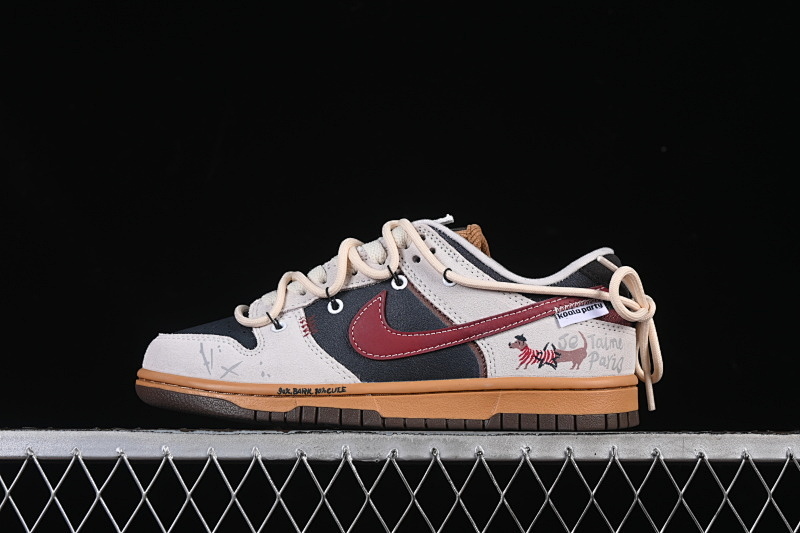 Nike DUNK LOW BANDAGE CASUAL SNEAKERS RED/BEIGE/GREY/KHAKI · HQ3459-212, photo 1