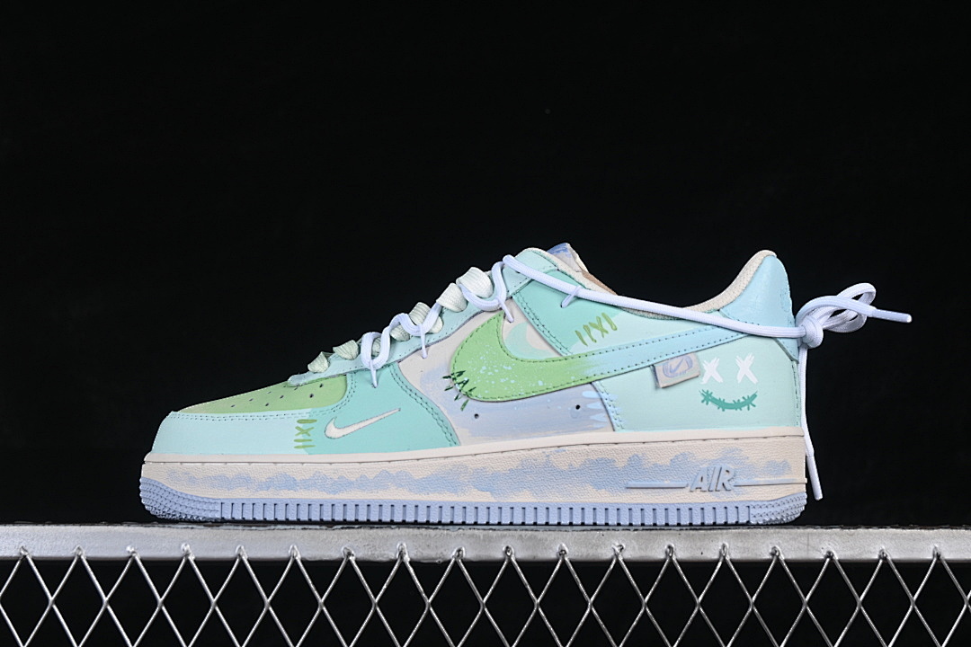 Nike [DB3301-919]-[AIR FORCE 1 07 LOW CASUAL SNEAKERS GREEN/BLUE/WHITE]-[WOMAN:36-39]-[MAN:40-45] - Image 2