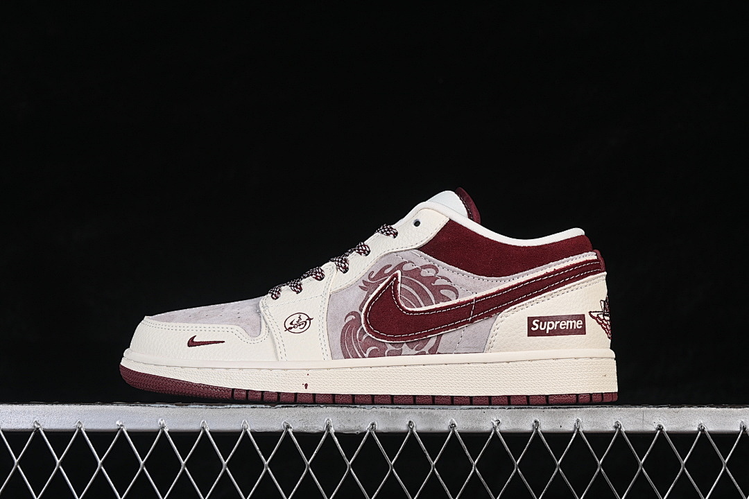 Jordan [LD8888-014]-[AIR JORDAN 1 LOW RETRO SHOES WHITE/GREY/WINE RED]-[WOMAN:36-39]-[MAN:40-45], photo 1