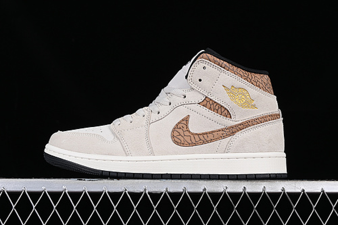 Jordan [DZ4129-102]-[AIR JORDAN AJ1 MID BROWN ELEPHANT/WHITE/GREY]-[MAN:40-46], photo 1