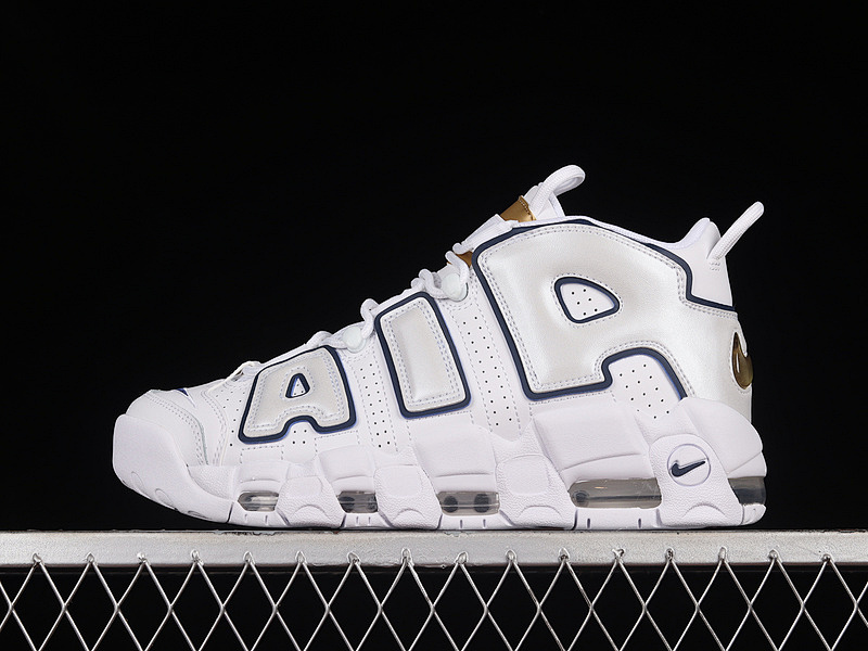 Nike Nike AIR MORE UPTEMPO GS WHITE/MIDNIGHT NAVY-METALLIC GOLD · 415082-109, photo 1