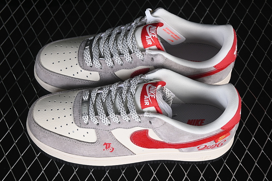 Nike [HT5088-632]-[AIR FORCE 1 07 LOW CASUAL SNEAKERS WHITE/GREY/RED]-[WOMAN:36-39]-[MAN:40-45] - Image 11
