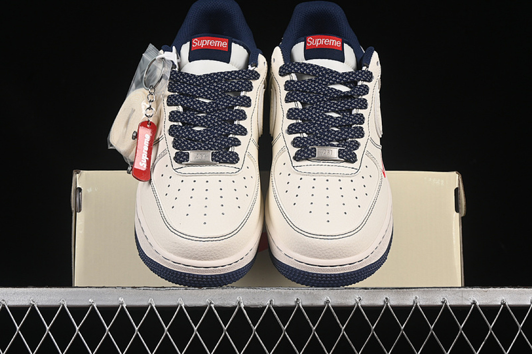 Nike [HH7518-074]-[AIR FORCE 1 07 LOW SUPREME WHITE/BLUE/BLACK]-[WOMAN:36-39]-[MAN:40-45] - Image 13