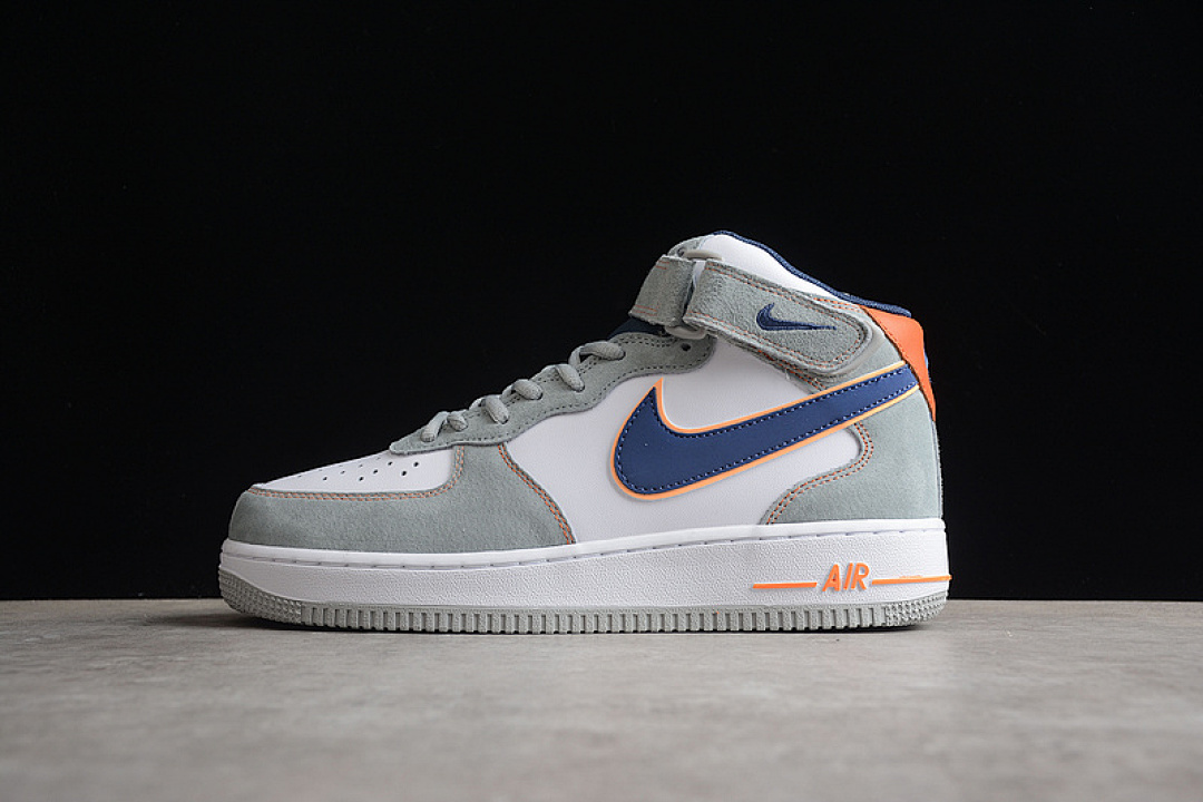 Nike [CQ5059-203]-[AIR FORCE 1 MID GREY/DARK BLUE-ORANGE]-[WOMAN:36-39]-[MAN:40-45], photo 1
