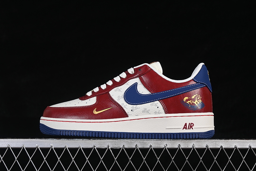 Nike [FV4921-600]-[AIR FORCE 1 07 LOW CASUAL SNEAKERS WHITE/WINE RED/BLUE]-[WOMAN:36-39]-[MAN:40-45] - Image 2