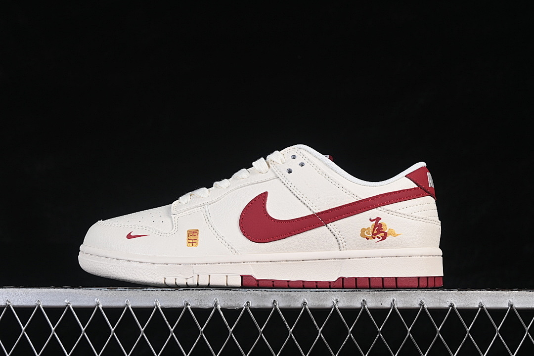 Unbranded [MZ9588-858]-[DUNK LOW CASUAL SKATE SHOES WHITE/WINE RED]-[WOMAN:36-39]-[MAN:40-45], photo 1