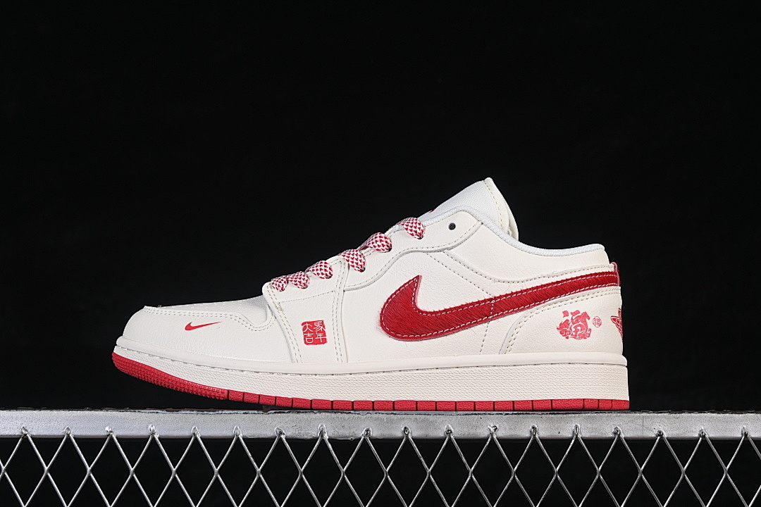 Jordan [MZ9588-845]-[AIR JORDAN 1 LOW AJ1 BASKETBALL SHOES WHITE/WINE RED]-[WOMAN:36-39]-[MAN:40-45], photo 1