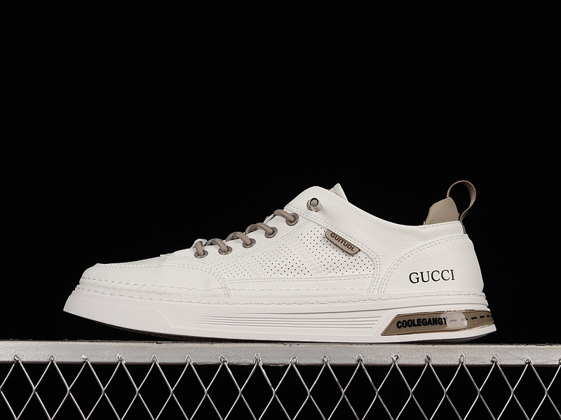 GU*CCI 22SS CASUAL TRENDY SNEAKERS WHITE/WHITE/KHAKI · 9Y9209666, photo 1