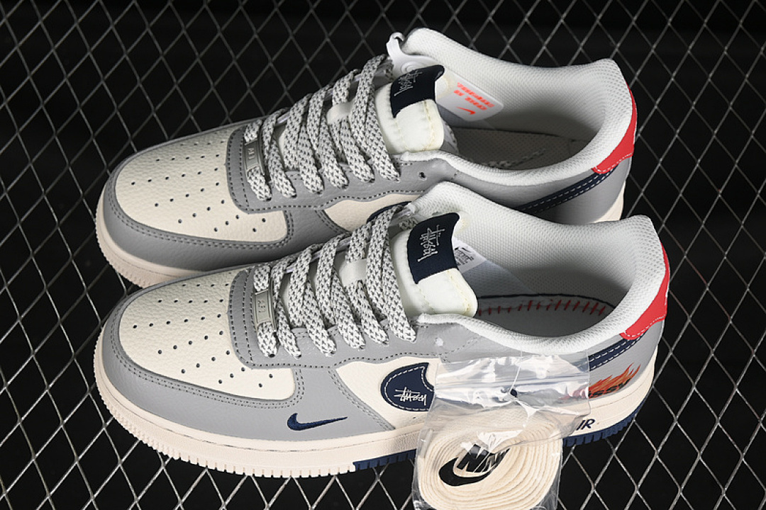 Nike [XS1958-555]-[AIR FORCE 1 07 LOW WHITE/GREY/BLUE/RED]-[WOMAN:36-39]-[MAN:40-45] - Image 11