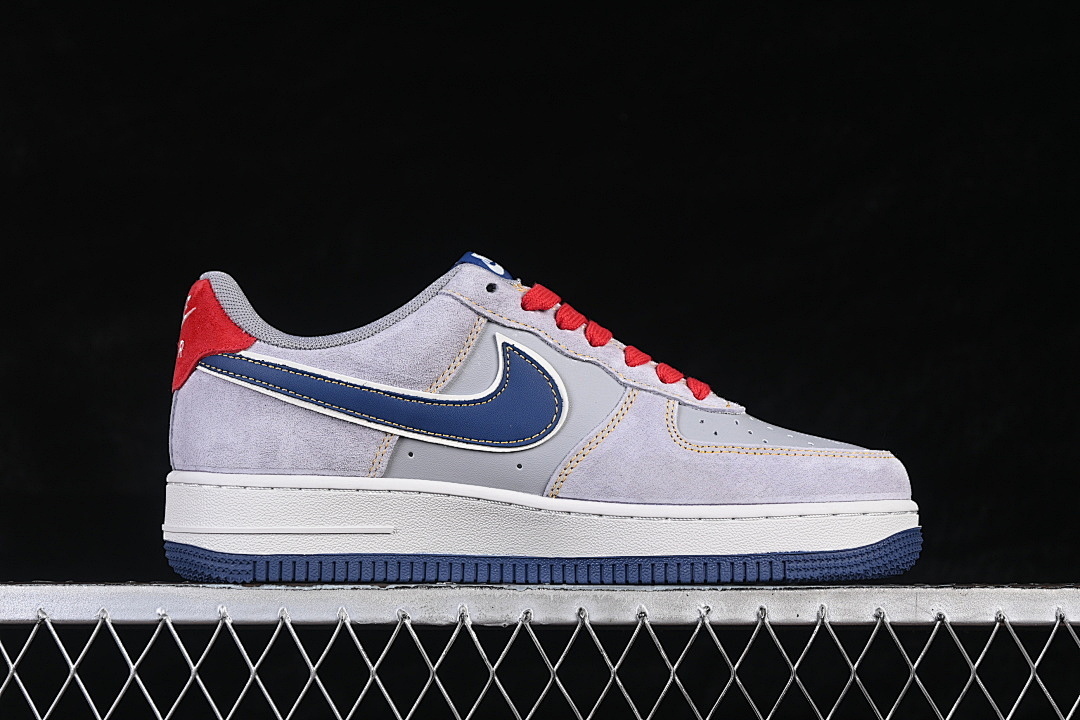 Nike [HT5088-623]-[AIR FORCE 1 07 LOW CASUAL SNEAKERS GREY/NAVY BLUE/RED]-[WOMAN:36-39]-[MAN:40-45] - Image 16