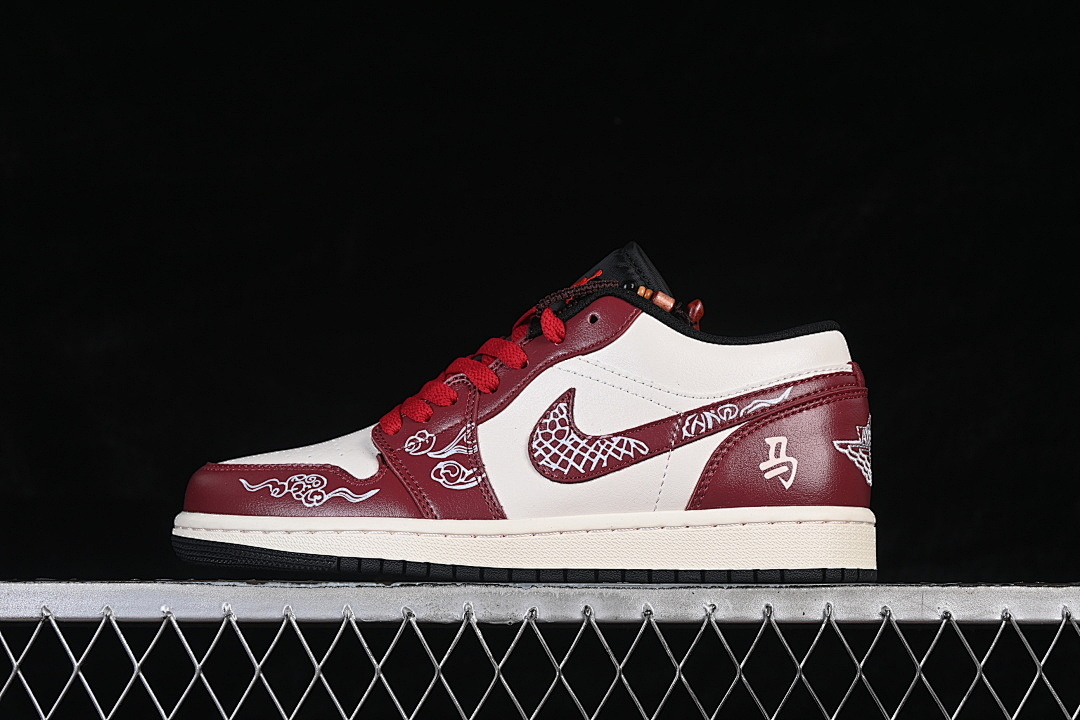 Jordan [553558-040]-[AIR JORDAN 1 LOW AJ1 CASUAL SNEAKERS WINE RED/WHITE]-[WOMAN:36-39]-[MAN:40-46], photo 1