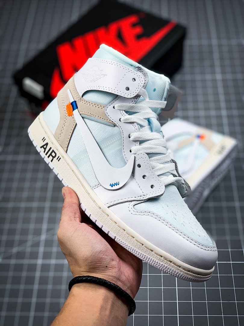 Jordan OW X AIR Jordan 1 HIGH NRG WHITE/WHITE/BLACK · AQ0818-100, photo 1