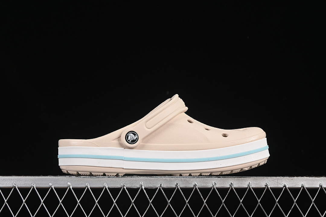 Crocs [CROCS FLAT HOLE SANDALS CLASSIC SUMMER DUAL-USE BEACH SLIPPERS BEIGE/BLUE/WHITE] - Image 10
