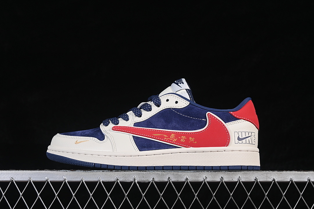 Jordan [JP2026-162]-[AIR JORDAN 1 LOW RETRO SHOES WHITE/NAVY BLUE/RED]-[WOMAN:36-39]-[MAN:40-45], photo 1