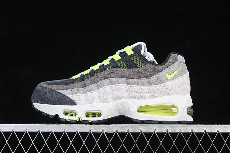 Nike AIR MAX 95 AIR CUSHION SHOES GREY/WHITE/GRASS GREEN/BLACK · HM4738-001, photo 1