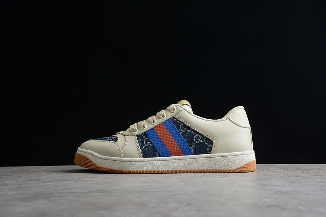 Gucci Gucci [ DISTRESSED SCREENER SNEAKERS BEIGE/DARK BLUE/RED]-[UNISEX:35-44], photo 1