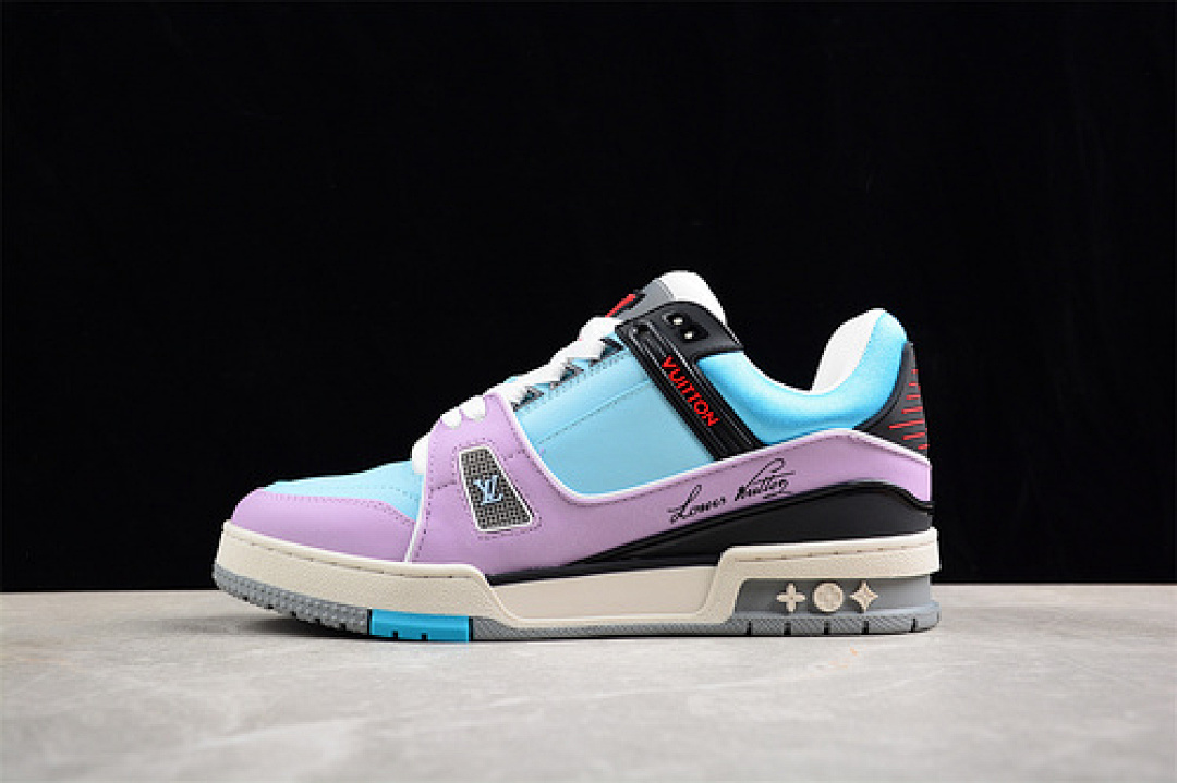 Louis Vuitton [LOUIS VUITTON TRAINER SNEAKER LOW L*V WHITE/BLUE/PURPLE]-[MAN:38-45], photo 1