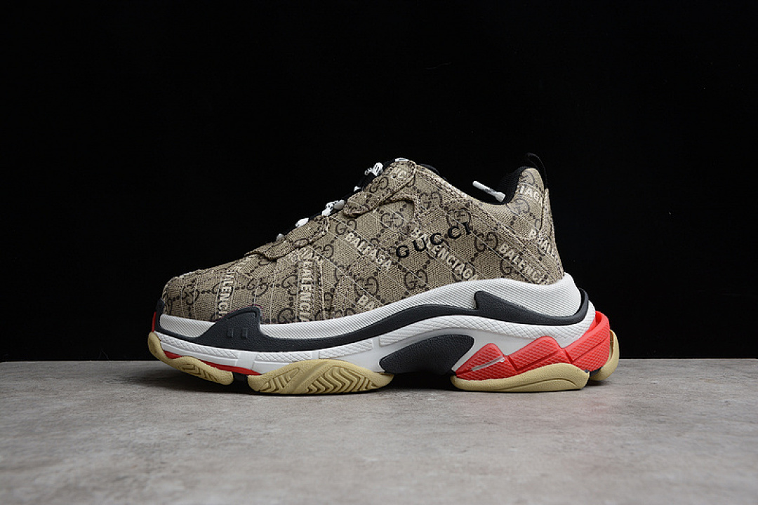 Unbranded [GU*CCI X BA*LEN*CIAGA TRIPLE S SNEAKERS BROWN/BLACK/RED]-[WOMAN:35-39]-[MAN:40-46], photo 1