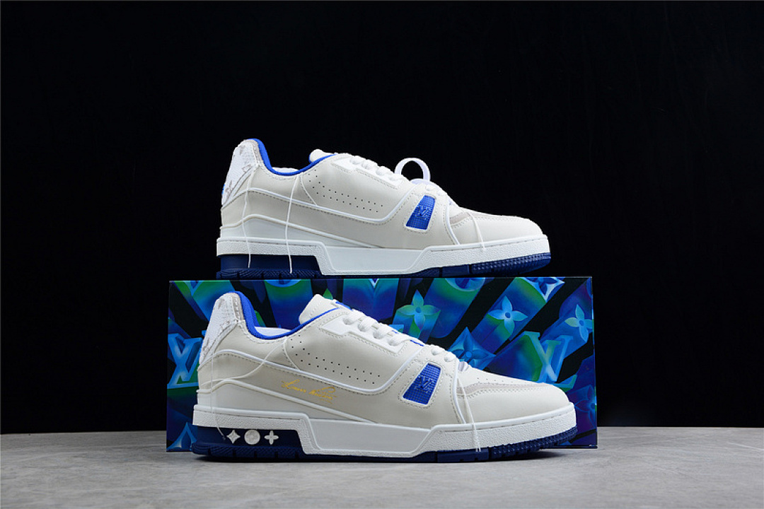 Louis Vuitton [L*V 21SS TRAINER SNEAKERS WHITE/WHITE/BLUE]-[MAN:38-45] - Image 19