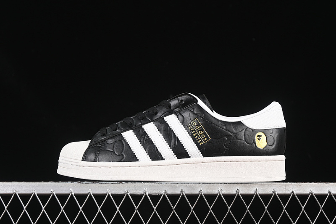 Bape Adidas Bape [JQ3666]-[ATMOS X BAPE SUPERSTAR CORE BLACK/FOOTWEAR WHITE/OFF WHITE]-[UNISEX:35-45], photo 1