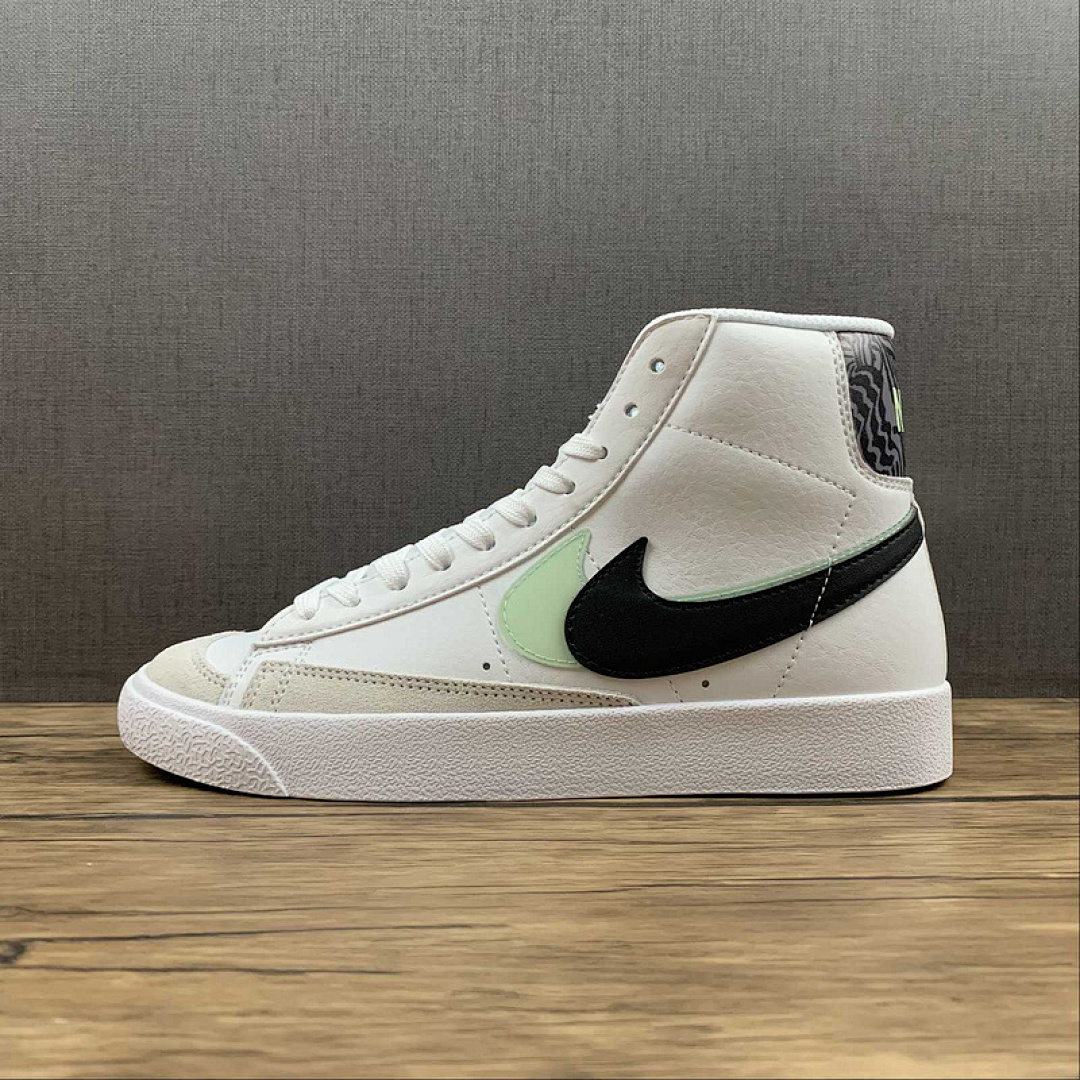 Nike BLAZER MID 77 SE GS DOUBLE SWOOSH WHITE/VAPOR GREEN/SMOKE GREY/BLACK · DD1847-100, photo 1