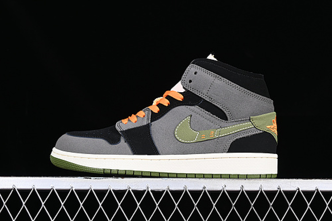 Jordan [FD6817-003]-[AIR JORDAN 1 MID SE CRAFT WHITE/GREY/GREEN/BLACK/ORANGE]-[UNISEX:36-46], photo 1