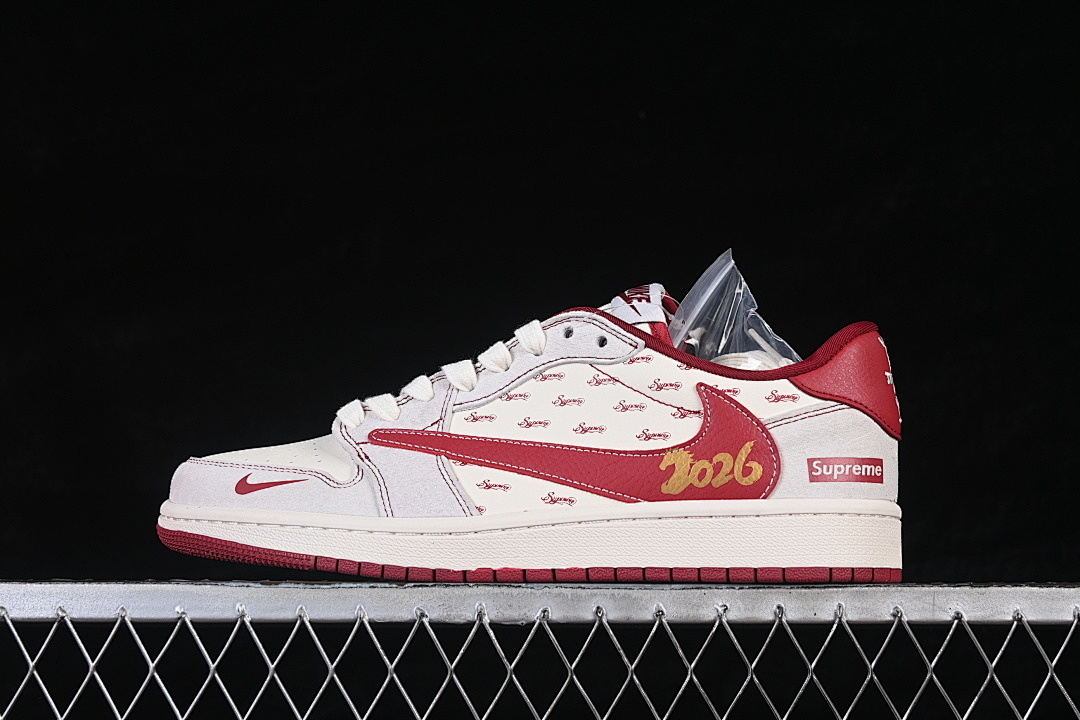 Jordan AIR Jordan 1 LOW RETRO BASKETBALL WHITE/RED/GREY · JP2026-116, photo 1