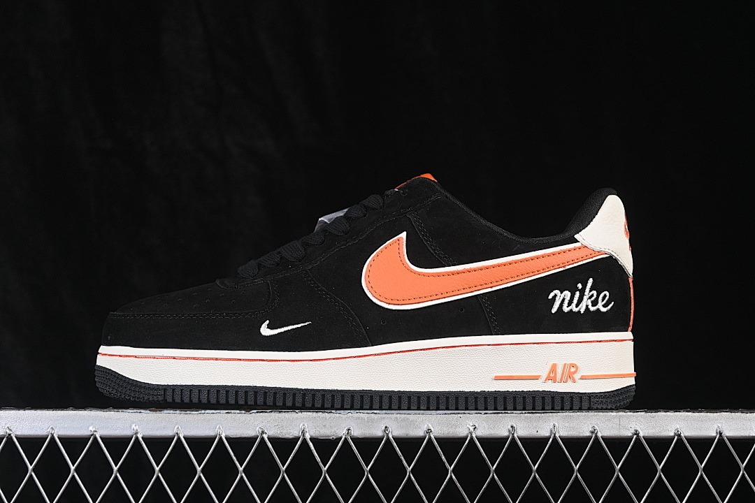 Nike [FV3694-107]-[AIR FORCE 1 07 LOW CASUAL SNEAKERS BLACK/ORANGE]-[WOMAN:36-39]-[MAN:40-45] - Image 6