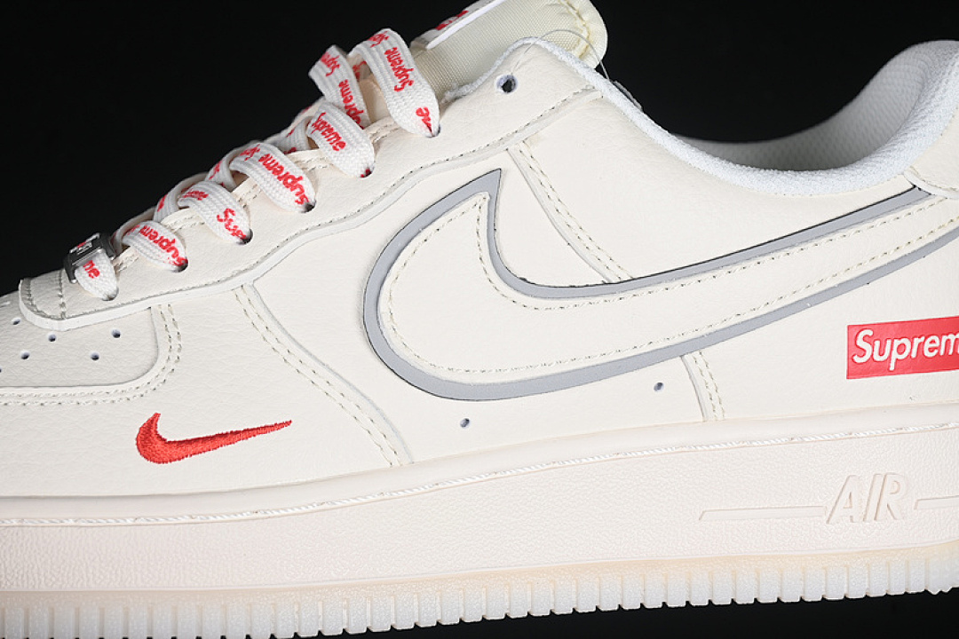 Nike [XZ6188-715]-[AIR FORCE 1 07 LOW SUPREME WHITE/GREY/RED]-[WOMAN:36-39]-[MAN:40-45] - Image 8