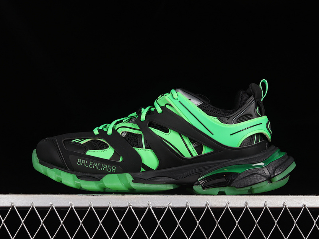 Unbranded [W3RL11035]-[BA*LEN*CIAGA TRACK TESS S.GOMMA SNEAKER BLACK/BLACK/GREEN]-[UNISEX:35-46], photo 1